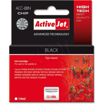 ACTIVEJET TUSZ CANON CLI-8BK CHIP