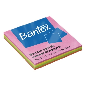 NOTES SAMOPRZYLEPNY BANTEX 75X75MM BRILLIANT 100 KARTEK MIX