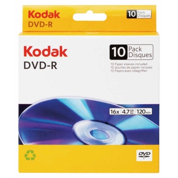 PŁYTA DVD-R KODAK 4,7GB 16X 10 SZT. BOX + KOPERTY