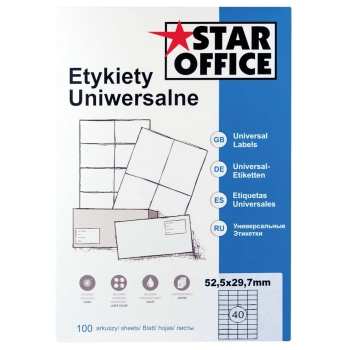 ETYKIETA STAR OFFICE A4 52,5X29,7MM 100 ARKUSZY