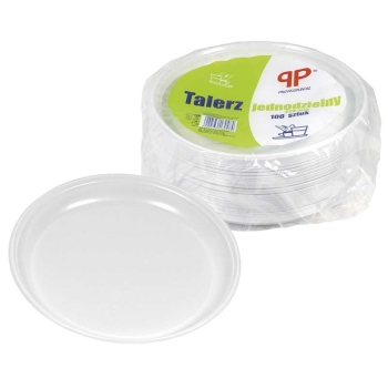 TALERZ PLASTIKOWY 1 DZIELNY 22 CM 100 SZT.